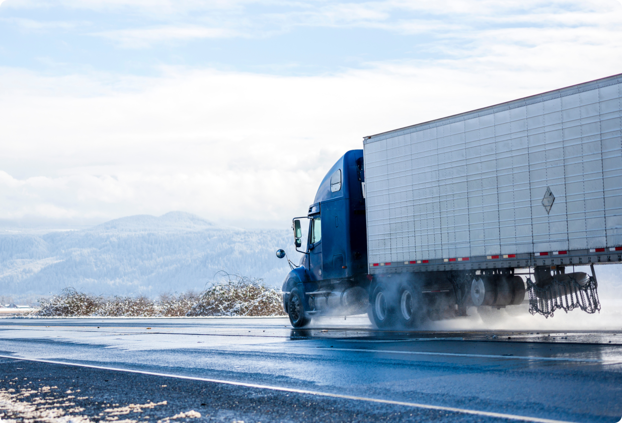 Red truck at storage docking gates